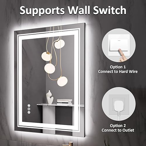 Miniatura 13 de Espejo LED de baño, 36 x 36 pulgadas con luz frontal y retroiluminada, antiniebla, espejo de tocador de baño para pared, función de memoria