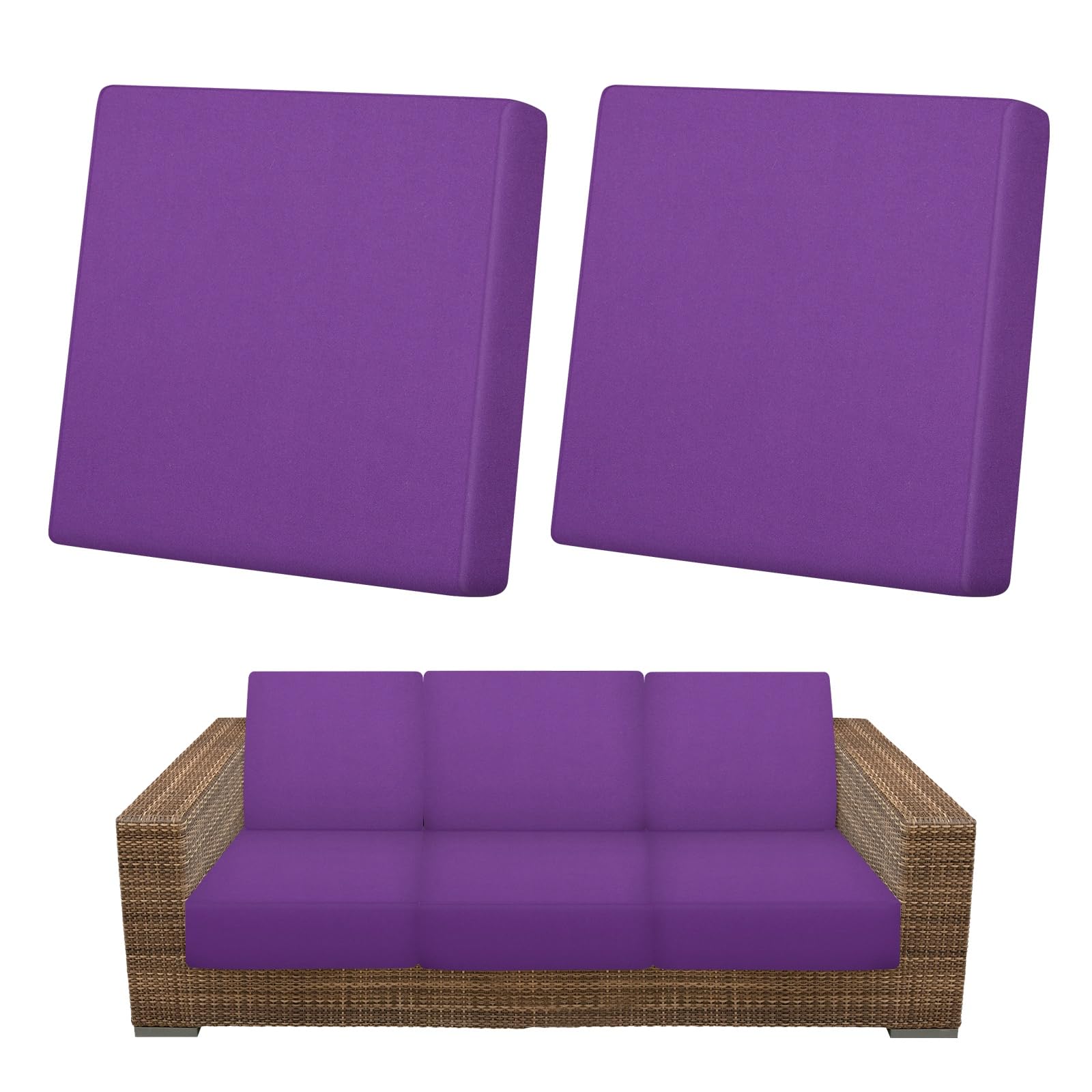 M METERXITY 2-Pack Outdoor Cushion Covers, Stretch Patio Cushion Replacement Slipcovers for Outdoor Couch/Sofa Cushion Covers, Washable Reusable Furniture Protector [Purple]