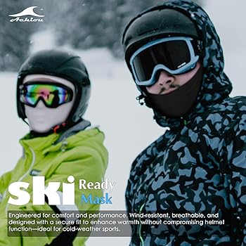 スキー・スノーボードアクセサリー THE SHISHIKUI Balaclava / BLACK Achiou Balaclava Face Mask, Ski Mask for Men Women Football
