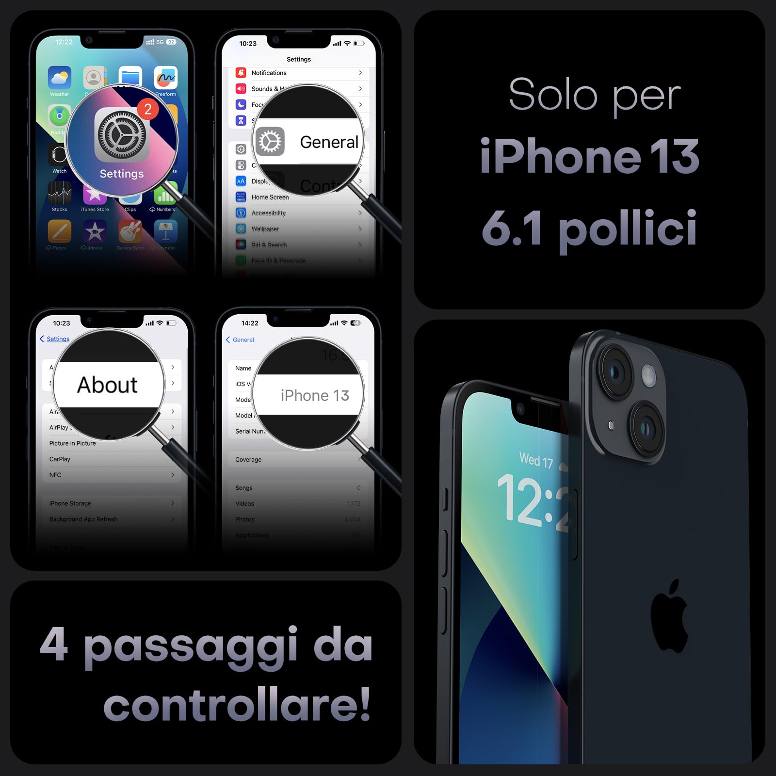 TOCOL Cover Magnetica per iPhone 13 6,1 Pollic, Compatibile con MagSafe, Protezione Fotocamera Integrata, Custodia Antiurto Traslucida Opaca, Blu