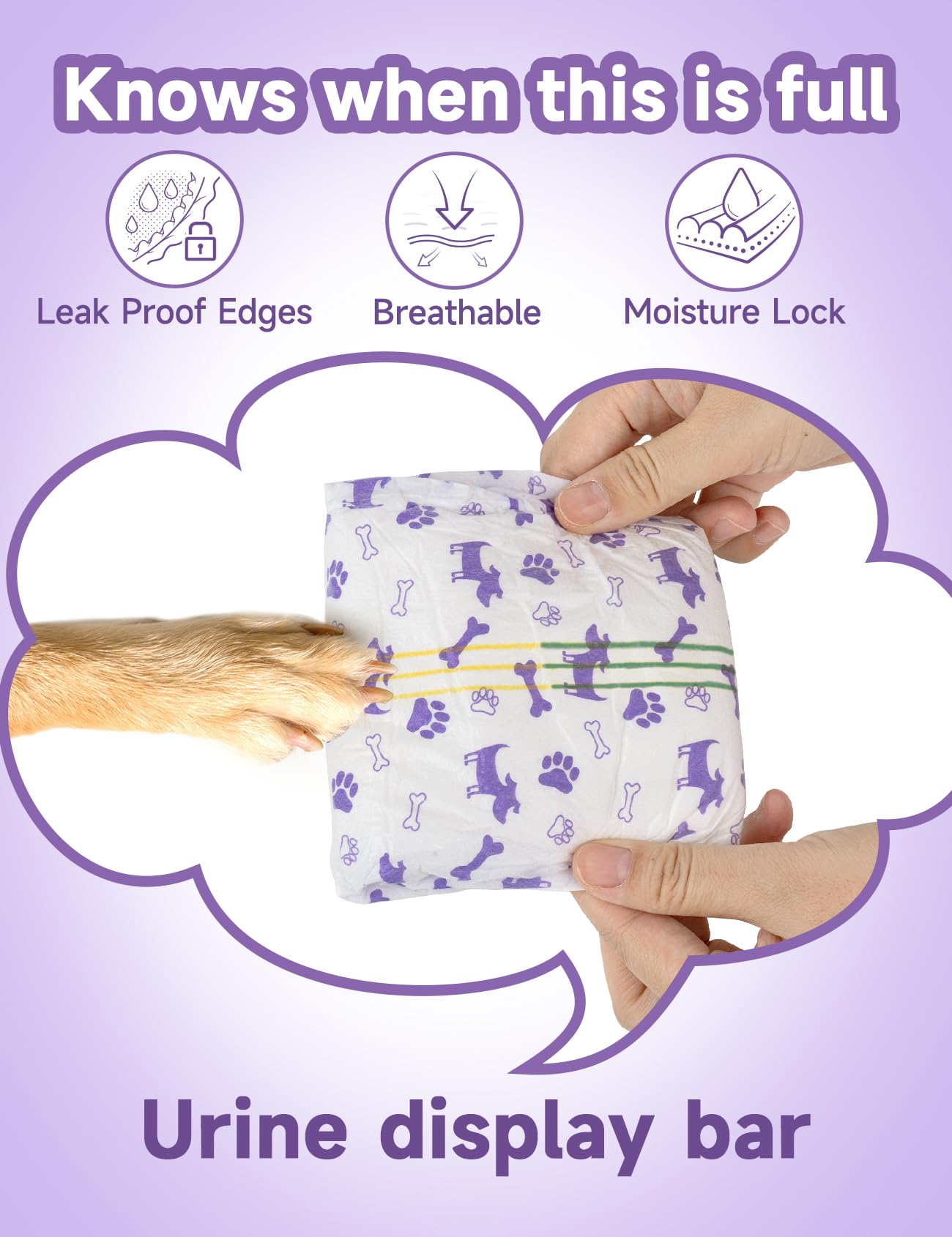 MICOOYO Pañales desechables para perras, pañales para perras, pañales súper absorbentes para mascotas, pañales de espuma para perros hembras para calor, pañales cómodos para cachorros (S, 50 unidades)