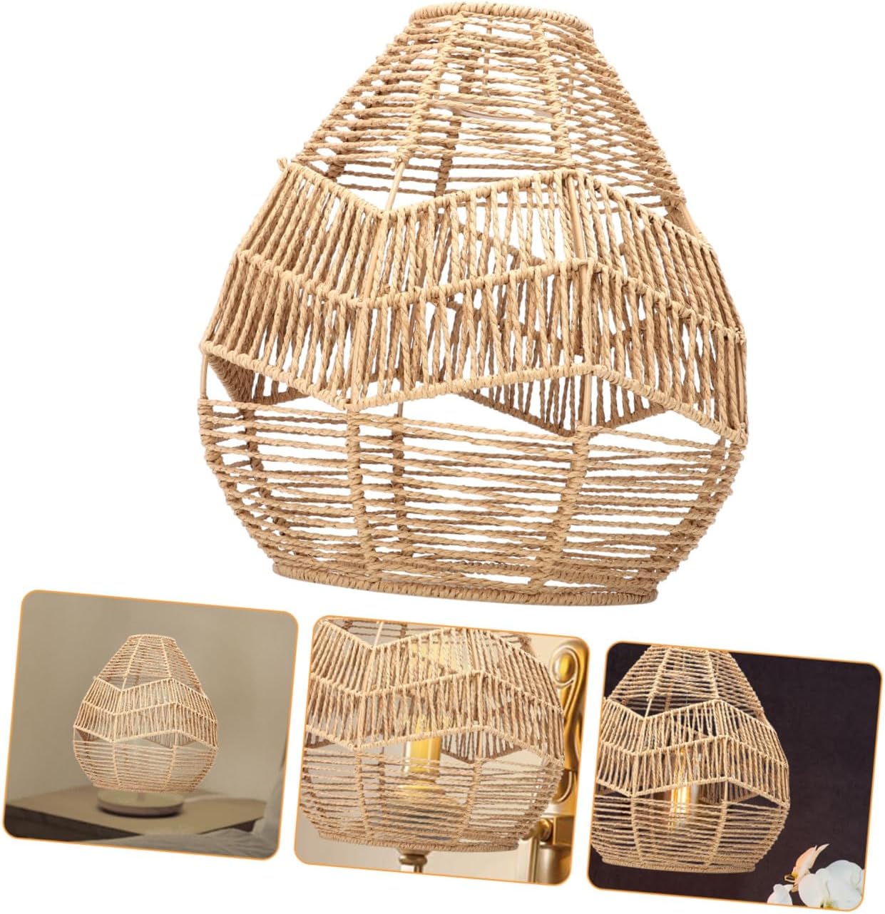 Ciieeo 1pc Imitation Rattan Weaving Lampshade for Ceiling Light Chinese Style Hanging Lamp Unique Design Suitable for Bar Home Easy to Install Warm Lighting
