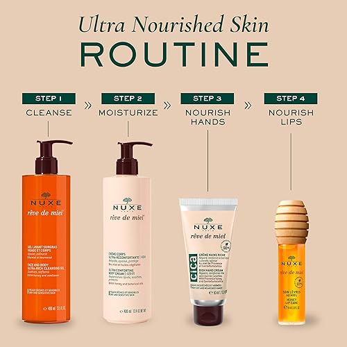 Miniatura 7 de NUXE Rêve de Miel Aceite labial de miel, acabado ultra brillante, brillo hidratante orgánico 100% natural con vitamina E, miel y lavanda, 0.33 onzas