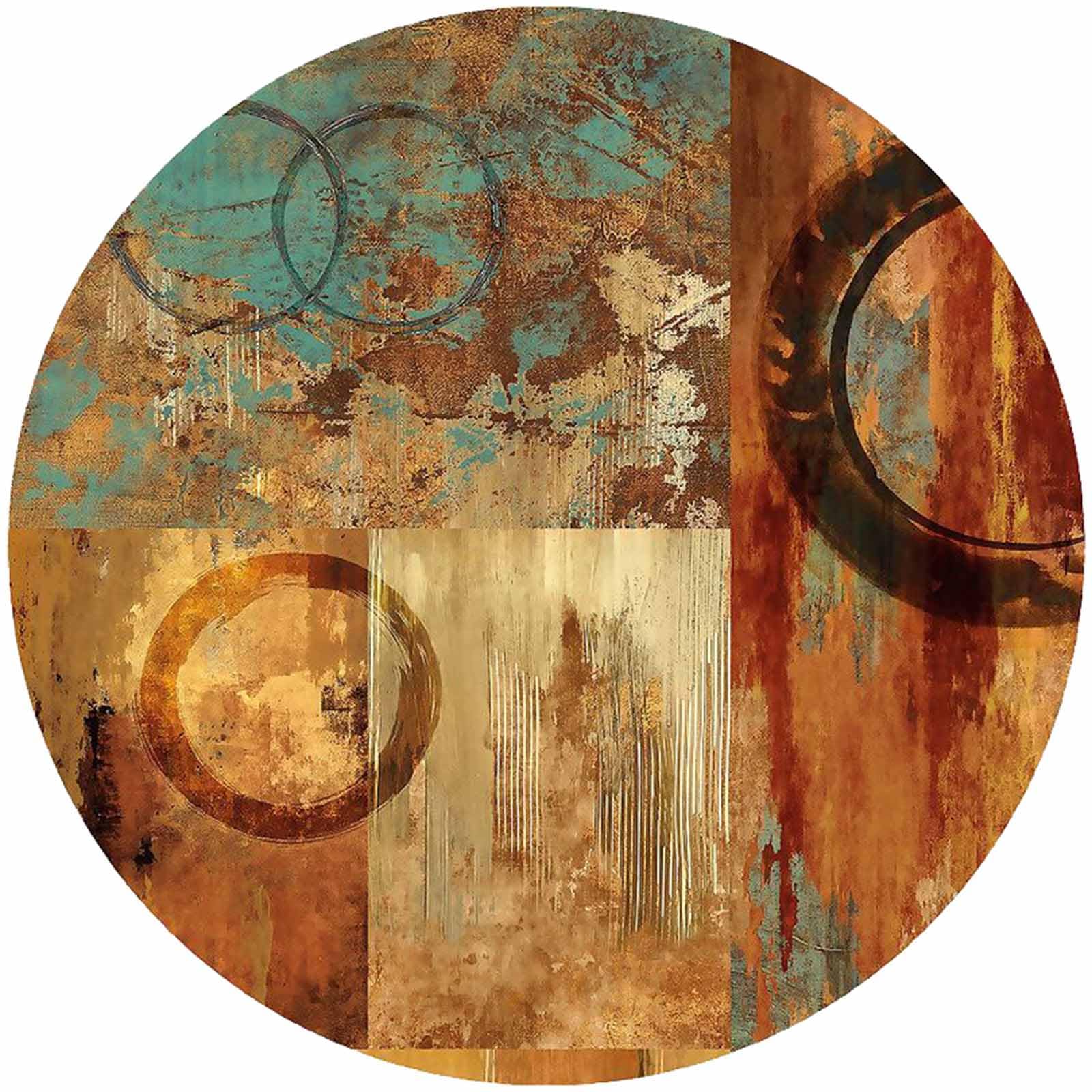 IUUUDDD Rugs Circle Vintage 80cm 100cm 120cm 140cm 160cm 180cm 200cm Orange Sage Green Rug for Bedroom Living Room Terrace Rugs Extra Large Small Mats and Rugs