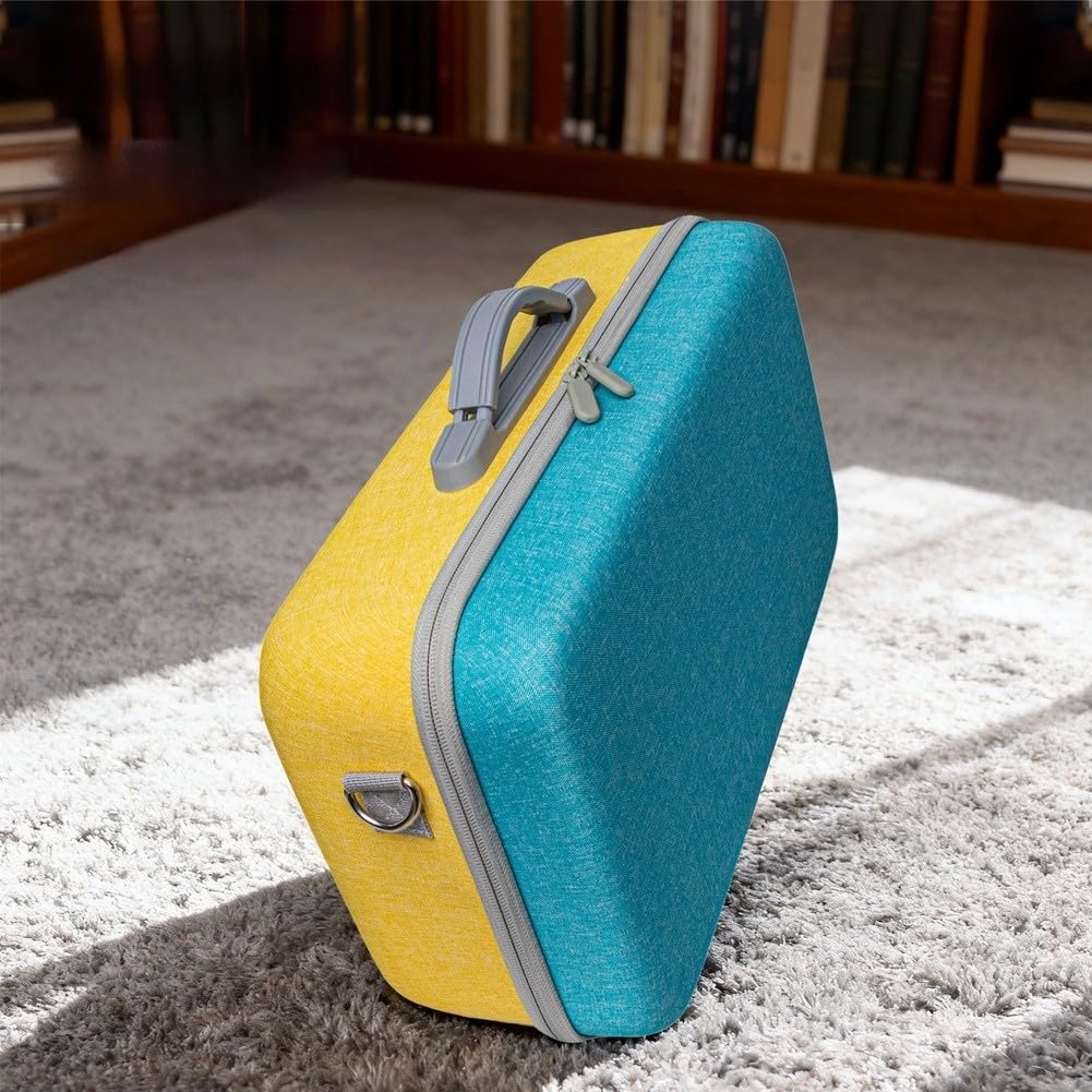 Custodia da viaggio antiurto in EVA costruita per stampante adesiva Liene PixCut S1 con interni a strati di precisione e maniglia ergonomica per il trasporto (blu-giallo)