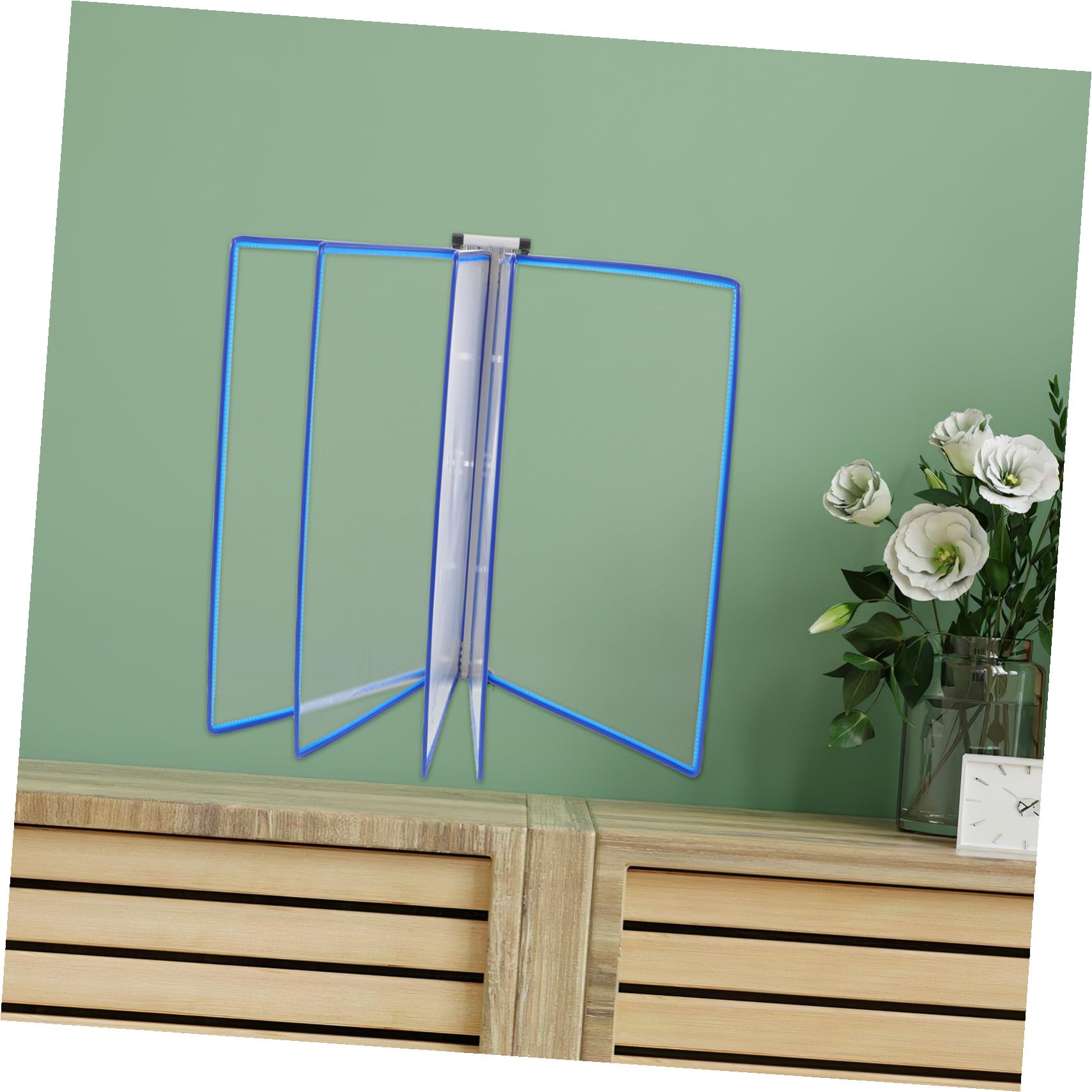 Organiseur Mural pour Documents avec 5 Panneaux Double Face et 10 Poches en Fer et PVC, Système D'affichage de Référence Polyvalent pour Bureau et Réunions