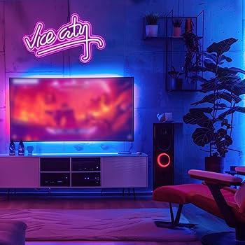 NXYX Vice City Neon Sign Pink Led Sign for Bedroom Wall Decor USB