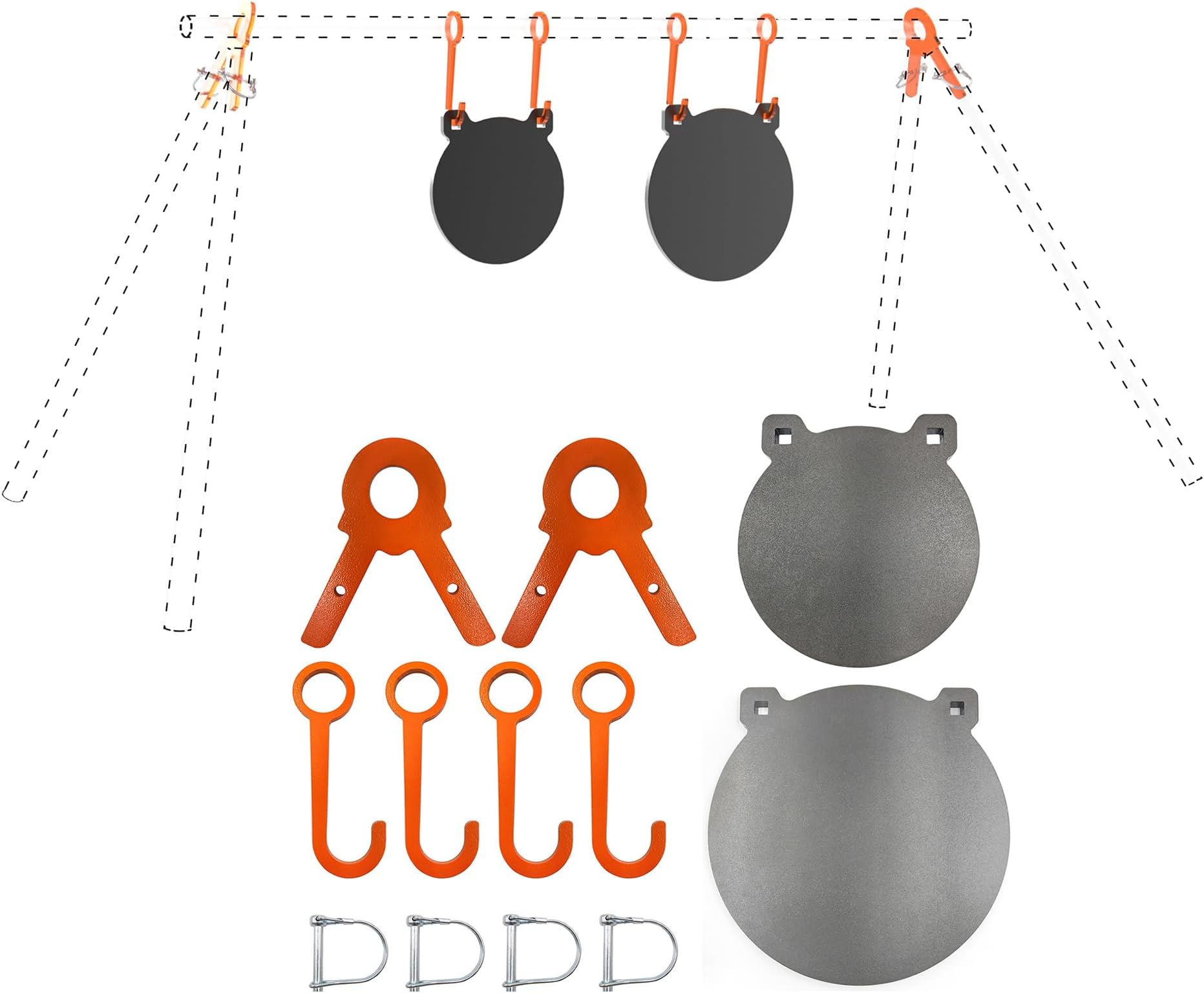 8&10 Inch Gong Targets and 4 Steel Target Hangers and 2 Leg Brackets