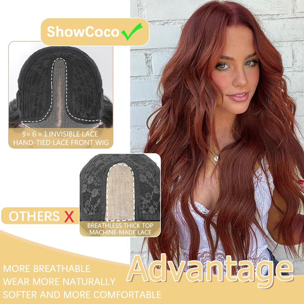 ShowCoco 26 Inch Long Wavy Glueless Synthetic Lace Wig