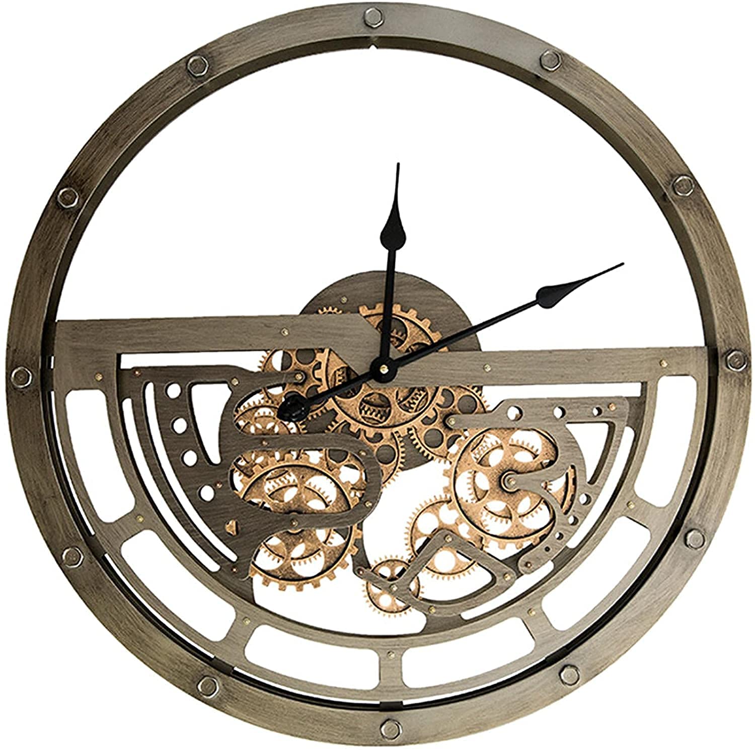 Wall Clock Vintage, Wall Clock Industrial - 65cm, Large Wall Clocks XXL, 3D Wall Clock Cogwheels Roman Numerals - Cogwheel Can Be Turned, Vintage Clocks Wall Clock Decoration