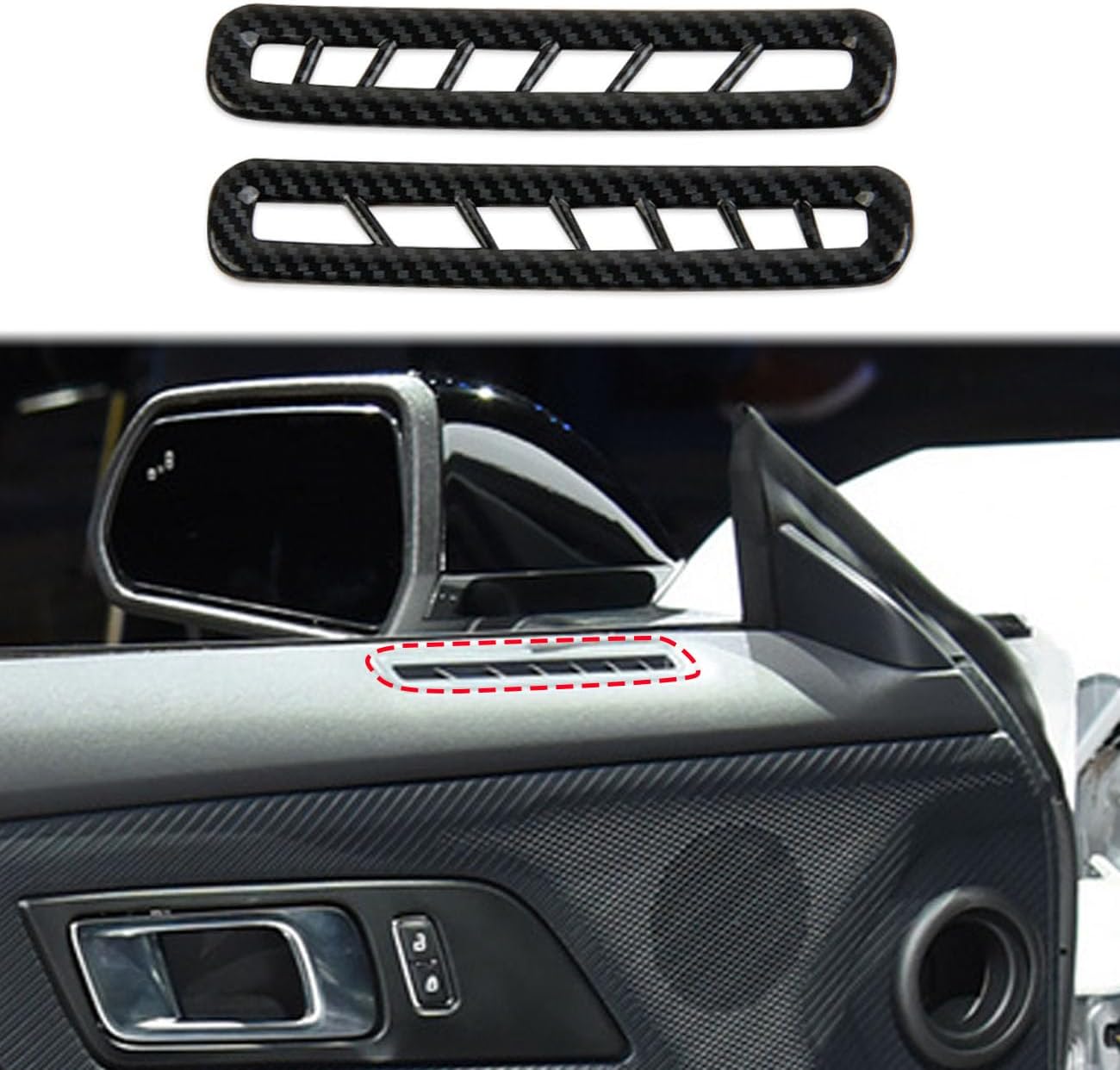 Fewshaw Inner Door Vent Air Outlet Cover Trim Accessories for 2015-2025 Ford Mustang (Carbon Fiber Style)