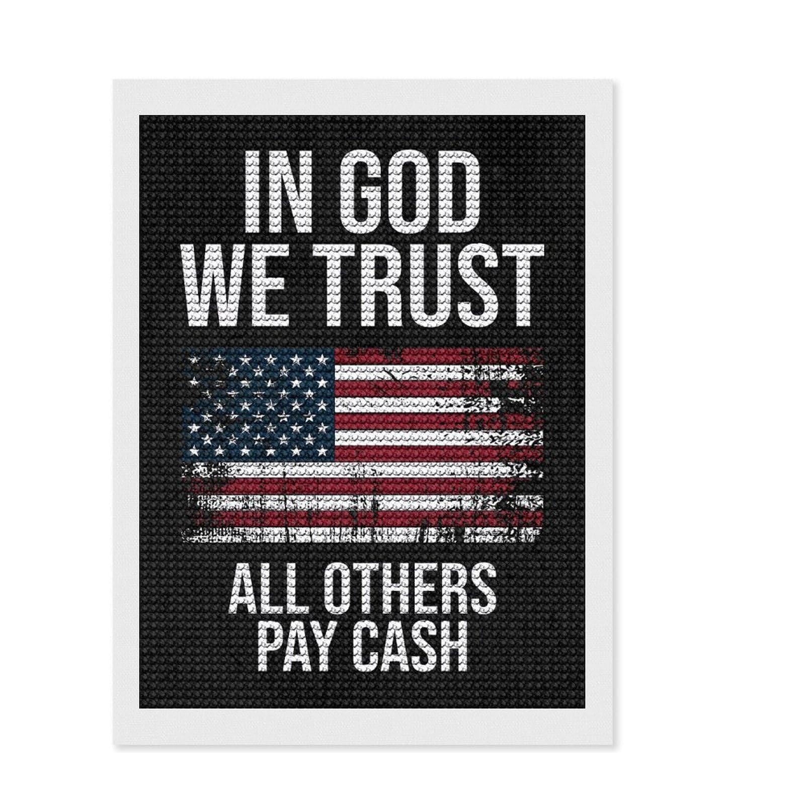 Junmoney Funny US Flag Store Sign Diamond Art Kit 12"x16", Full Kit Included, Easy to Enjoy, Bedroom Decor, Festive Craft Gift, Simple to Start