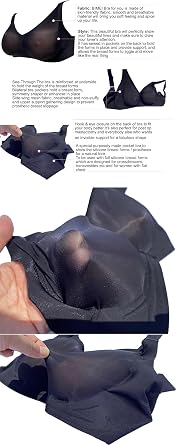BIMEI See-Through Pocket Bra for Silicone Breastforms Crossdress for Men Bra202TZ