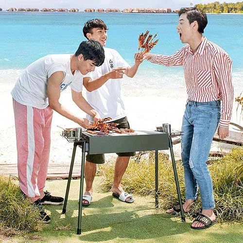 BBQ Grill Outdoor Barbecue Grill Household Charcoal Grill, Charcoal Grill Barbecue, Suitable for Garden Barbecue, Camping, Beach, Party 73 81 30cm