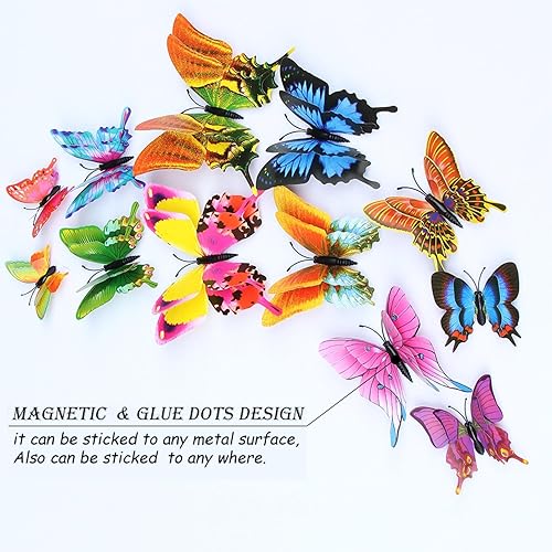 Miniatura 5 de Calcomanías 3D de mariposa, 2448 unidades, para decoraciones de pared, fiestas, con imanes (golondrina, 24)