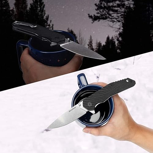 Miniatura 8 de DURATECH Cuchillo de bolsillo plegable, hoja de satén 8CR13MOV de 3-14 pulgadas, mango G10 de grano ondulado negro con cuchillo de bloqueo para EDC