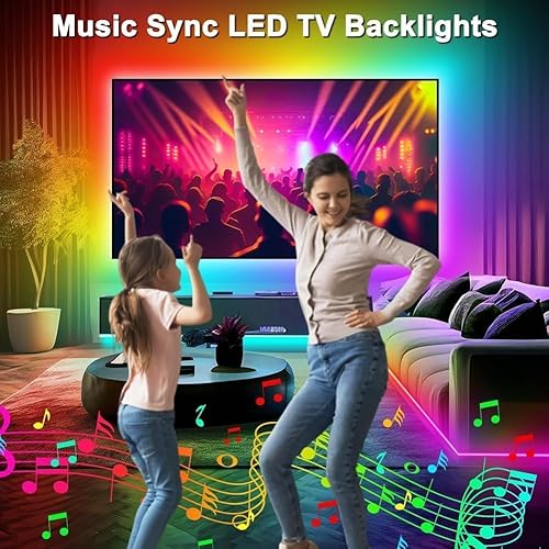 Miniatura 5 de Luces LED para TV, retroiluminación RGB de sincronización de música de 3.28 pies con control remoto y aplicación, alimentado por USB para