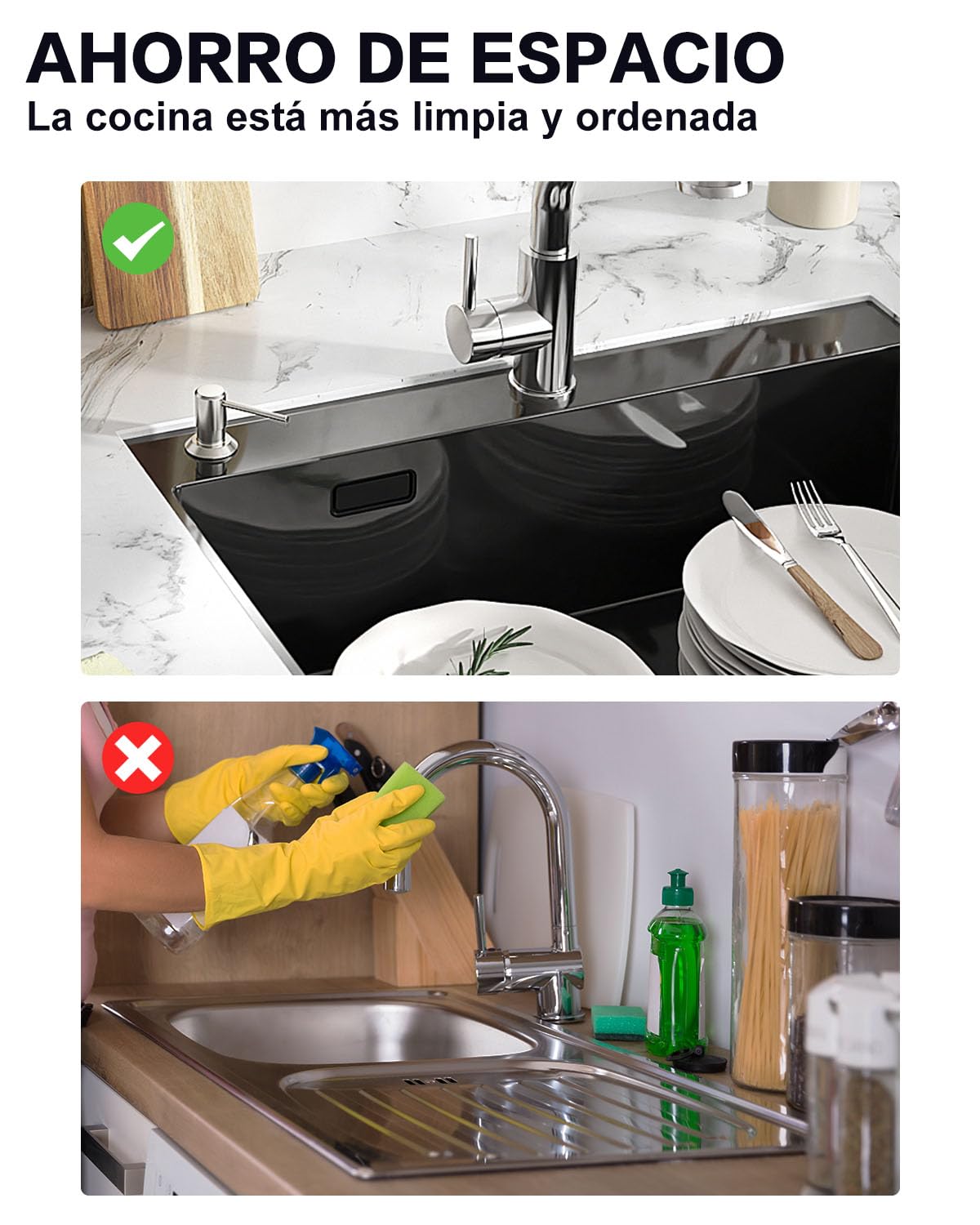 Dispensador Jabon Cocina Bajo Encimera, Dosificador para Fregadero | Dispensador de Detergente con Botella de 300ml y Manguera de 1,2 M, Dispensador Líquido Cobre, Tuerca Metal, Cepillado Plata