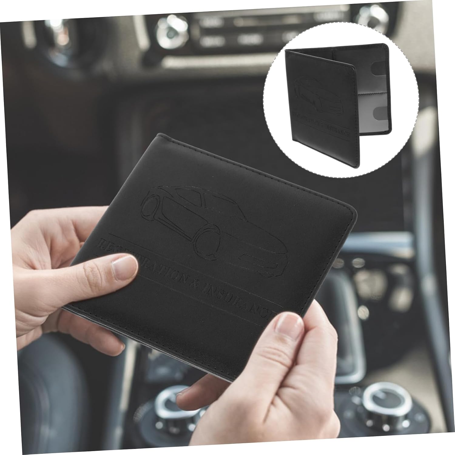 Car Insurance Registration Holder PU Leather Insurance Card Sleeve Vehicle Document Organizer for ID and Credit Cards Essential Car Accessory