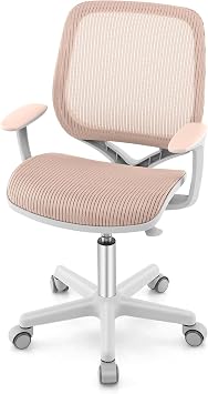 Kids Desk Chair, Children Study Chair with Armchair, Sit-Brake Casters, Height Adjustable Swivel Kids Computer Chair for Home,School, Desk Chair for Girls & Boys Pink
