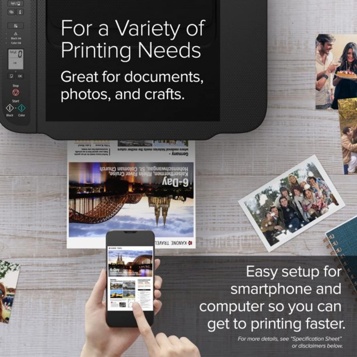 NEEGO Canon Wireless Inkjet All in One Printer, Print Copy Scan Mobile Printing with LCD Display, USB and WiFi Connection with 6 ft Printer Cable : Office Products