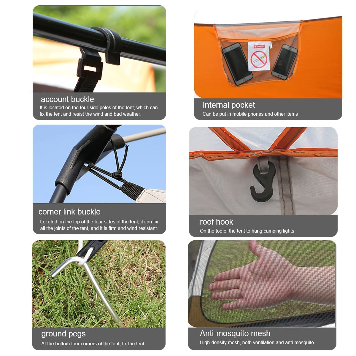 TXTC Tenda Familiare per 6 Persone Tenda da Campeggio Grande, Ombra e Protezione Solare Tenda da Viaggio Portatile con Borsa portaoggetti, per Giardino Erba Terrazza Barbecue Escursionismo