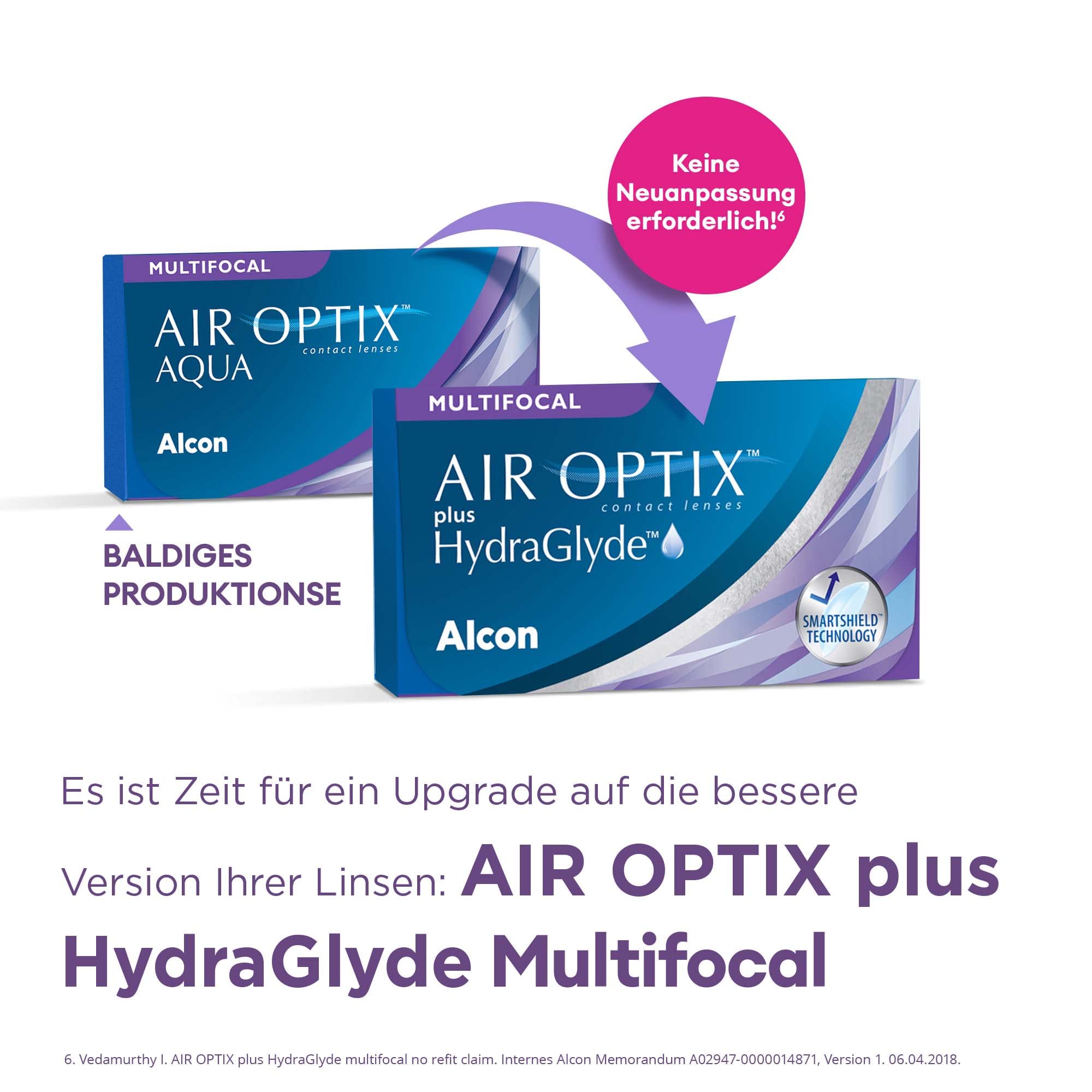 Air Optix Aqua Multifocal Monatslinsen weich, 6 Stück/BC 8.6 mm/DIA 14.2 mm/ADD HIGH / +2,50 Dioptrien