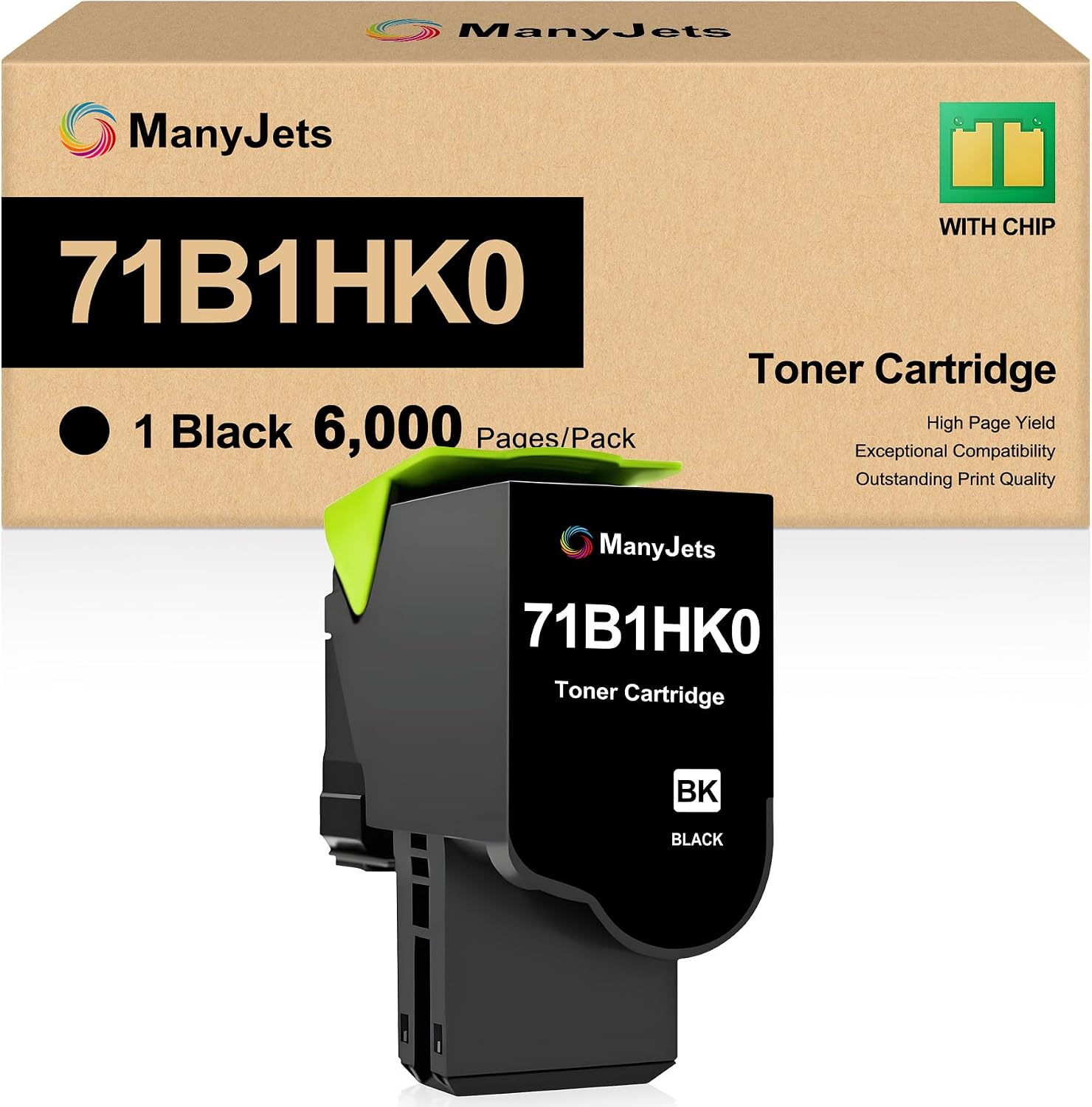 71B1H 71B1HK0 CS417 CS517 Black Toner Cartridge, 6,000 Pages High Yield Replacement for Lexmark 71B1H 71B0H10 71B1HK0 Toner for CS417 CS517 CX417 CX517 Printers (1-Black)