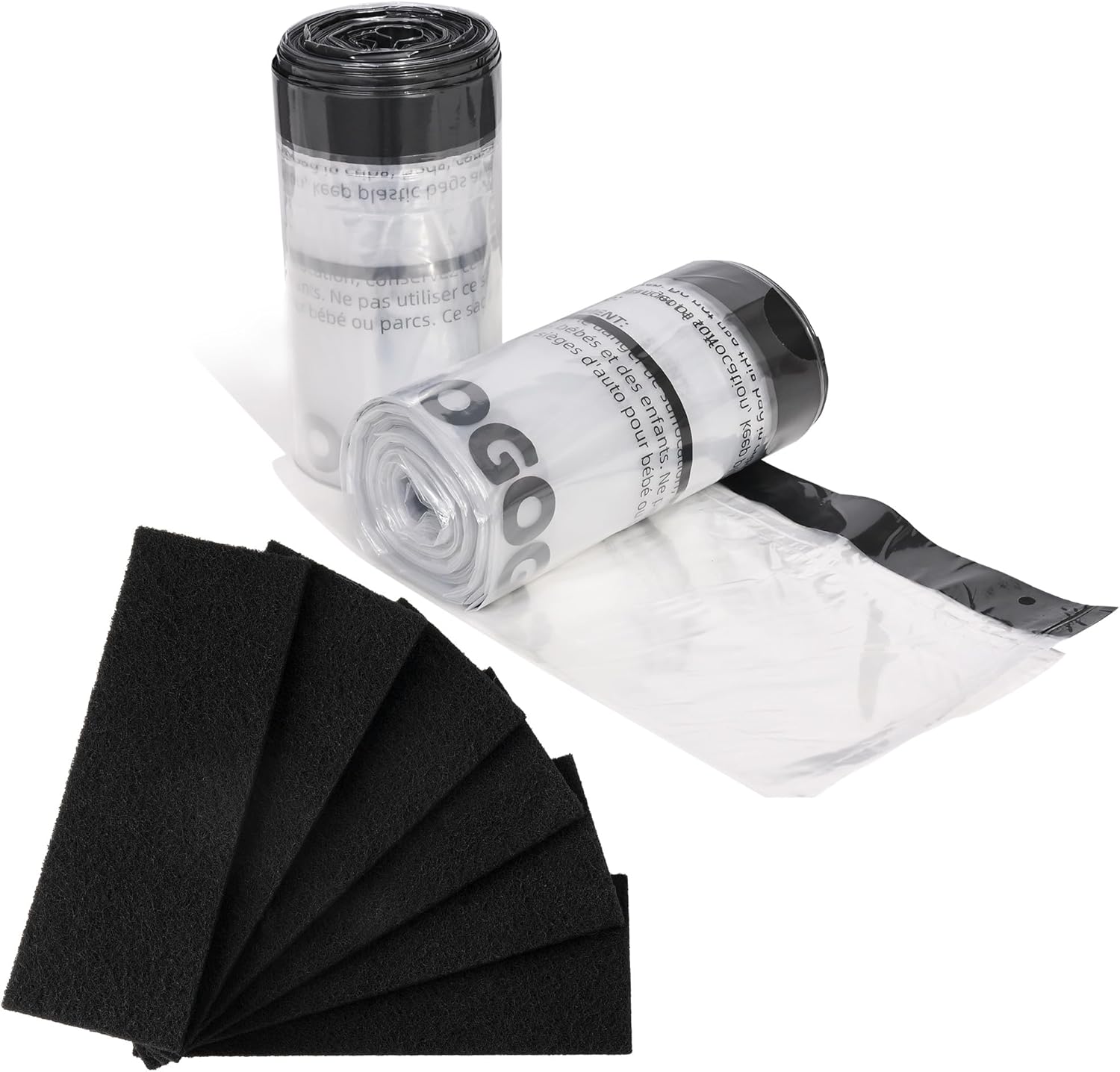 Transparent Drawstring Waste Bags 50 pack with Carbon Filters 6 pack, Compatible with Litter Robot 3