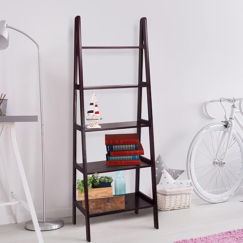 Miniatura 10 de Casual Home Librería con forma de escalera de 5 estantes de madera 100% sólida, estándar, color expreso