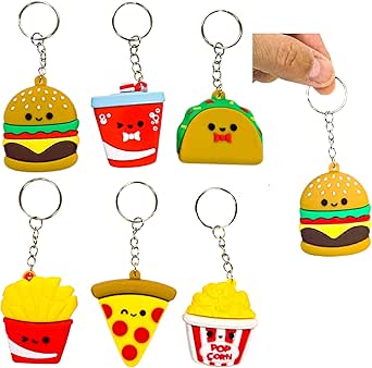 Zugar Land Fast Food Keychains – 2.25 Inch Miniature Foodie Key Chains ...