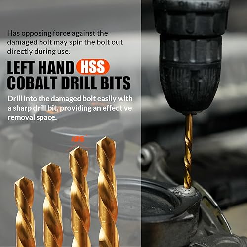 Miniatura 3 de Coobeast - Juego de 35 extractores de tornillos y brocas izquierdas, kit de extractor de tornillos fácil de sacar con broca inversa de acero HSS