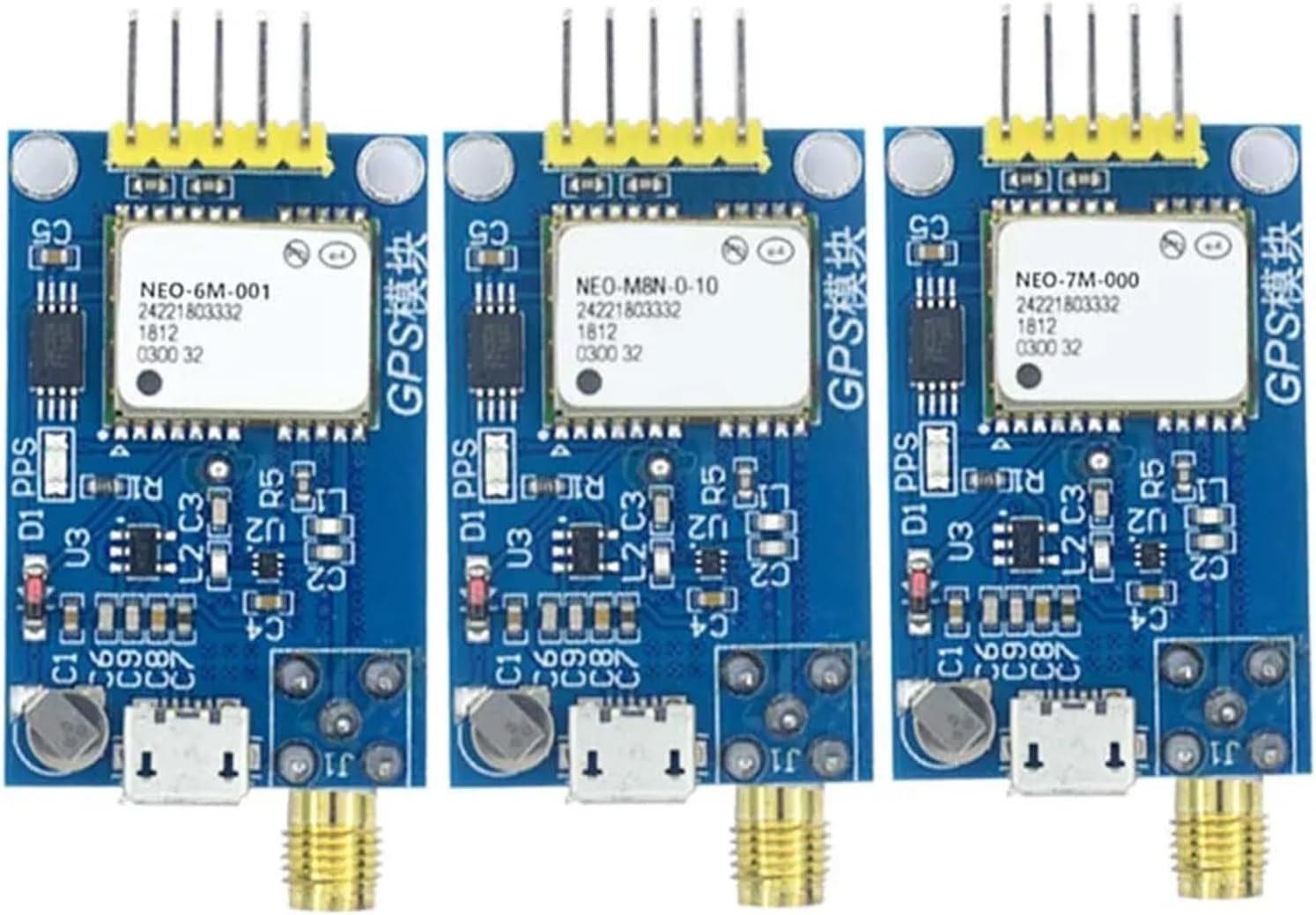 Generic Compatible for NEO-6M NEO-7M NEO-8M GPS Module with Micro USB for STM32 - High Precision Satellite Positioning(Active Antenna)