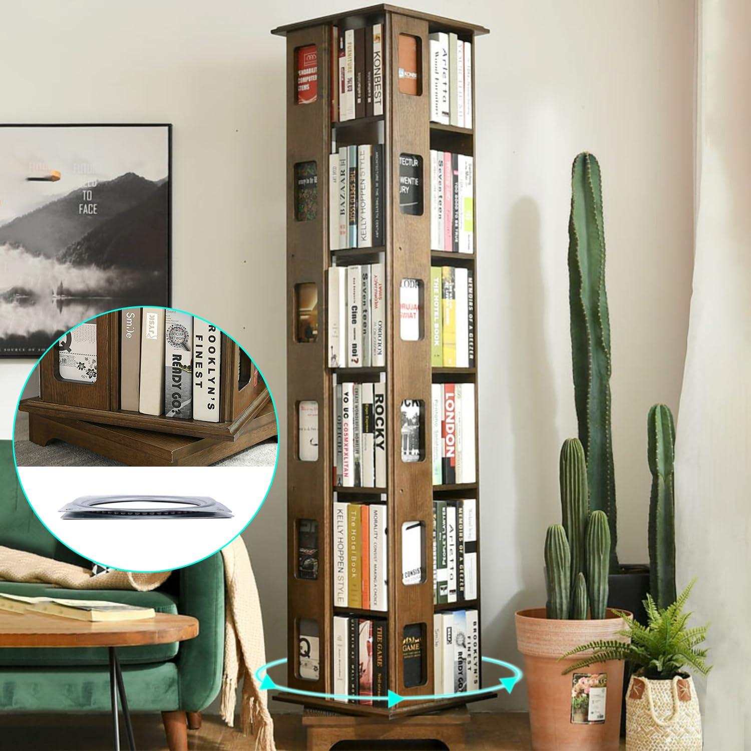 Paquete de 5 placas giratorias cuadradas de 500 libras de capacidad de 6 pulgadas, placa giratoria Lazy Susan de 6 pulgadas, rodamientos de placa cuadrada para bandejas de servir, silla de 360° 7
