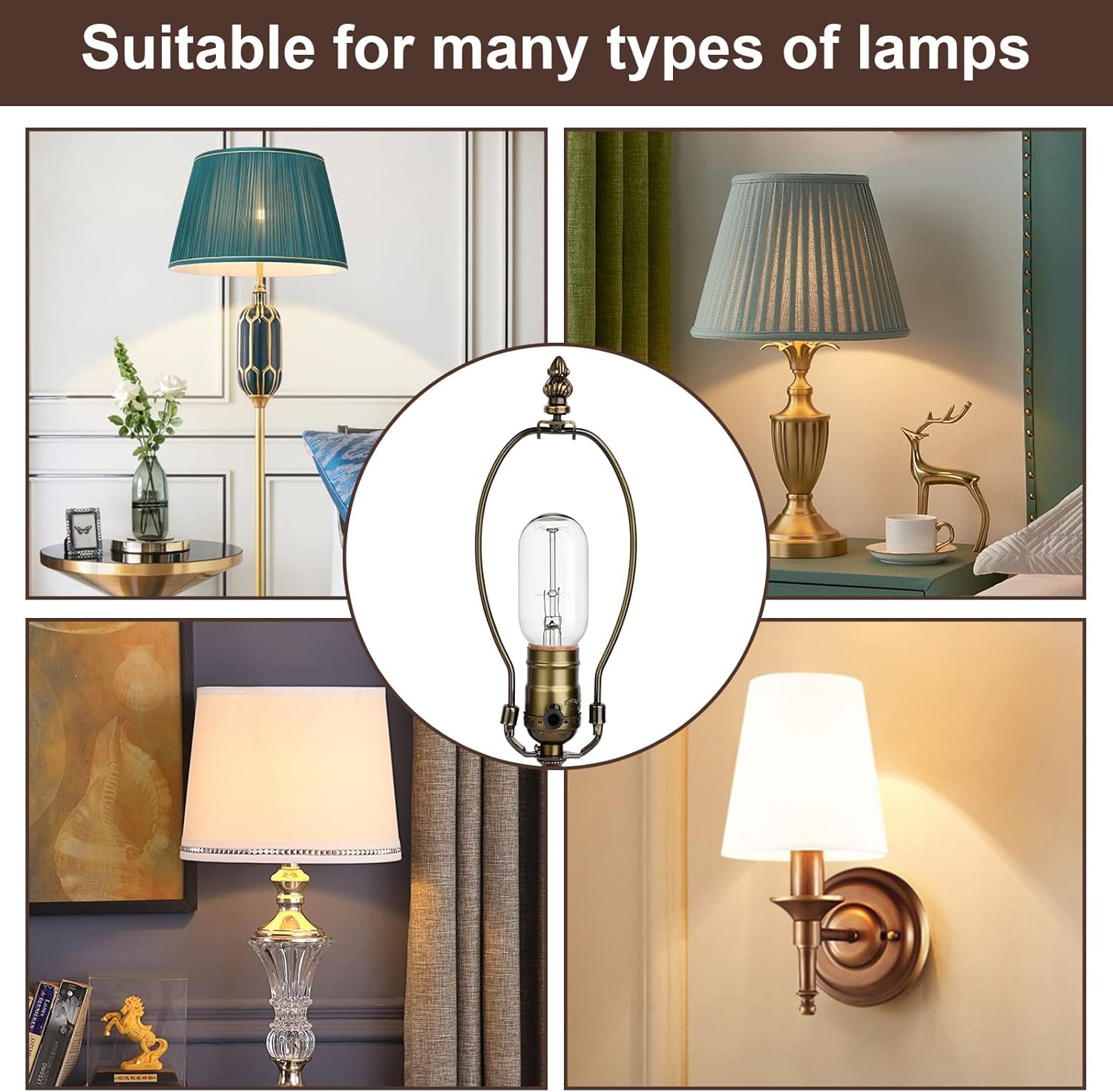 WEAVERBIRD Retro Bronze Table Lamp Kit, DIY Lamp Design with Zinc Alloy Material, Lamp Repair/Replace Accessories