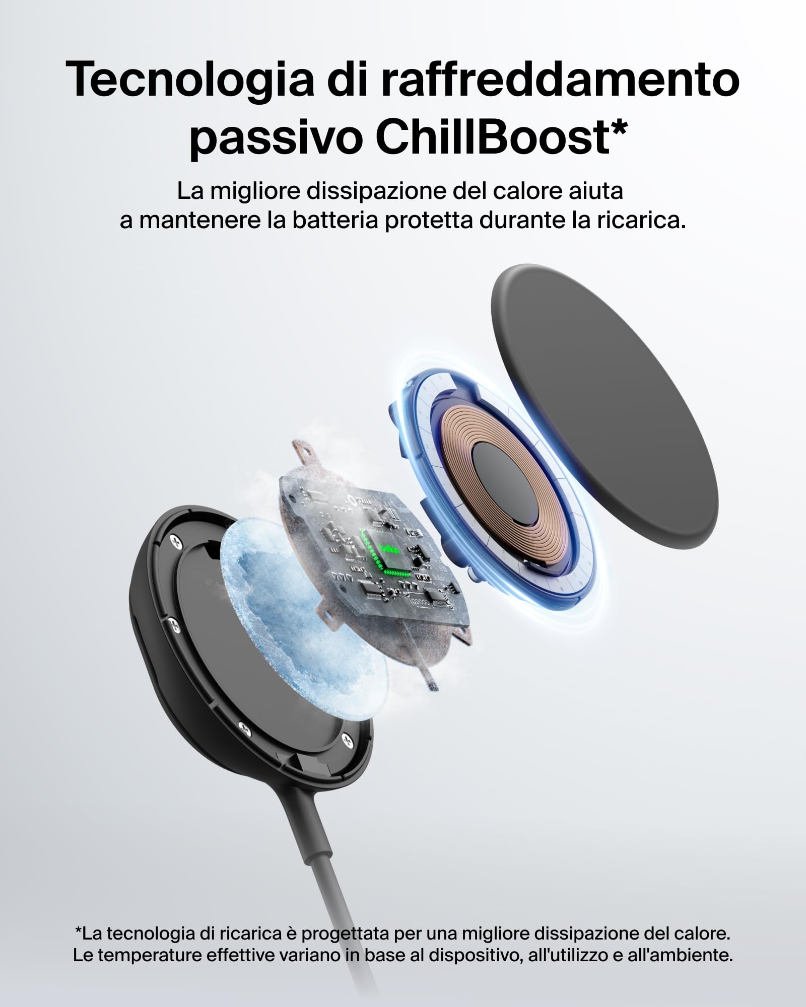 Belkin UltraCharge Chargeur Magnétique Qi2 25 W, Chargeur Sans Fil Rapide, MagSafe Avec Technologie De Refroidissement Passive, Support Pour L'iPhone 17 (Tous Modèles), Pixelsnap, AirPods Pro - Noir