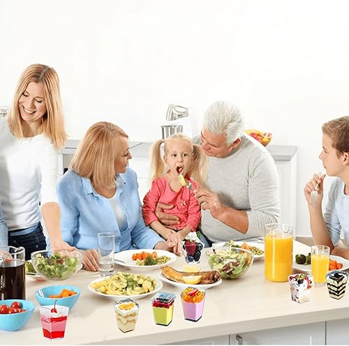 Miniatura 7 de 50 tazas de postre + 50 cucharas, tazas de postre cuadradas transparentes de 5 onzas (50 tazas de postre + 50 cucharas)