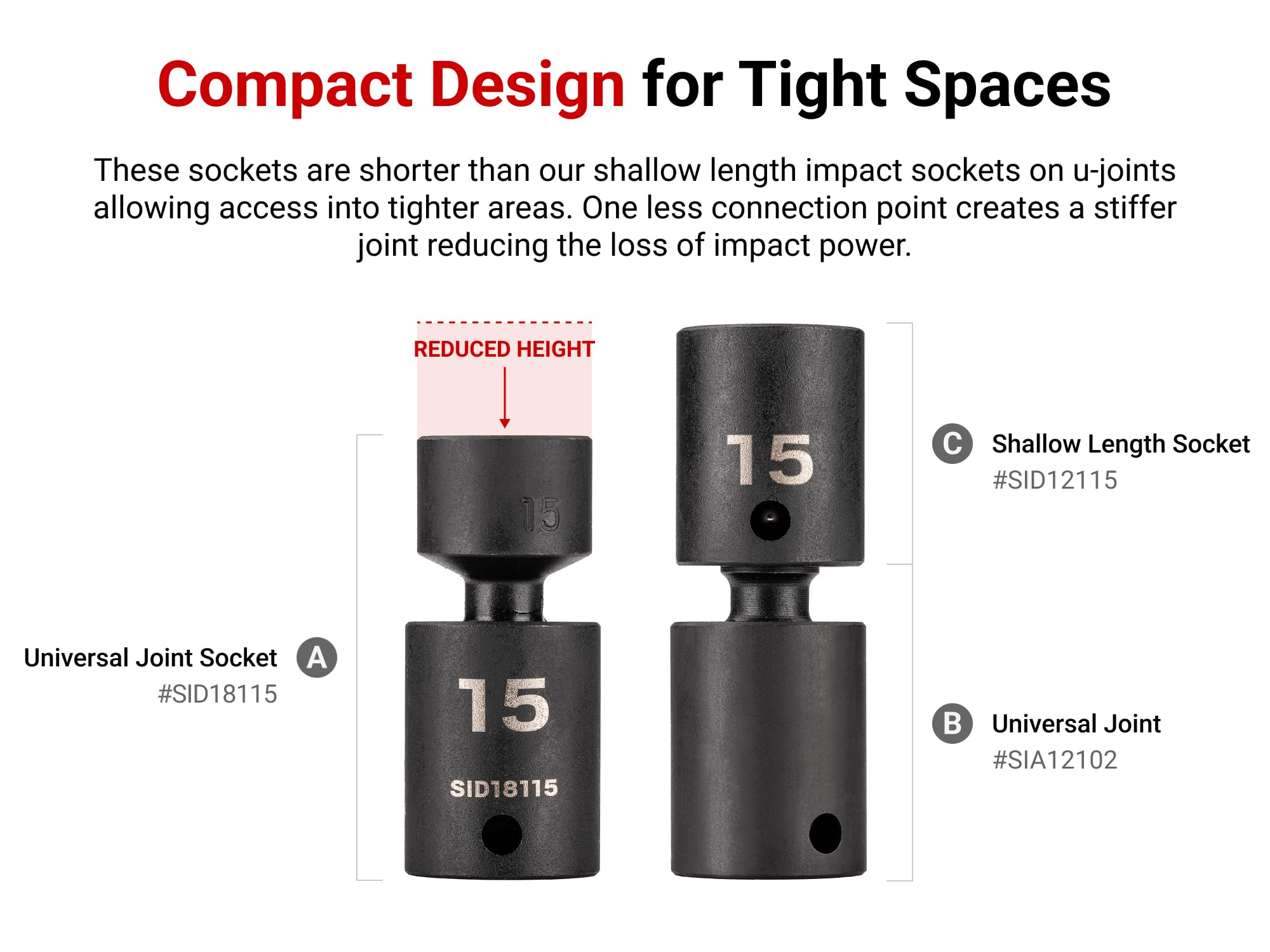 TEKTON 3/8" Drive x 19mm 6-Point Universal Joint Impact Socket | SID18119