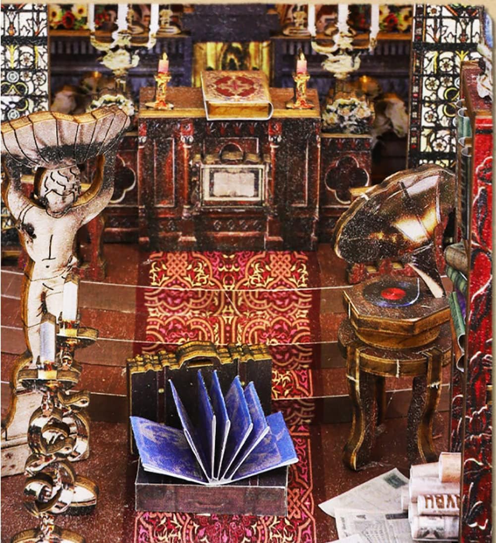 3D Wooden Puzzle Bookshelf Insert Decor,DIY Dollhouse Miniature Book Nook Assemble Kit,Bookends Model Build-Creativity Kit for Adults Women Birthday Gift