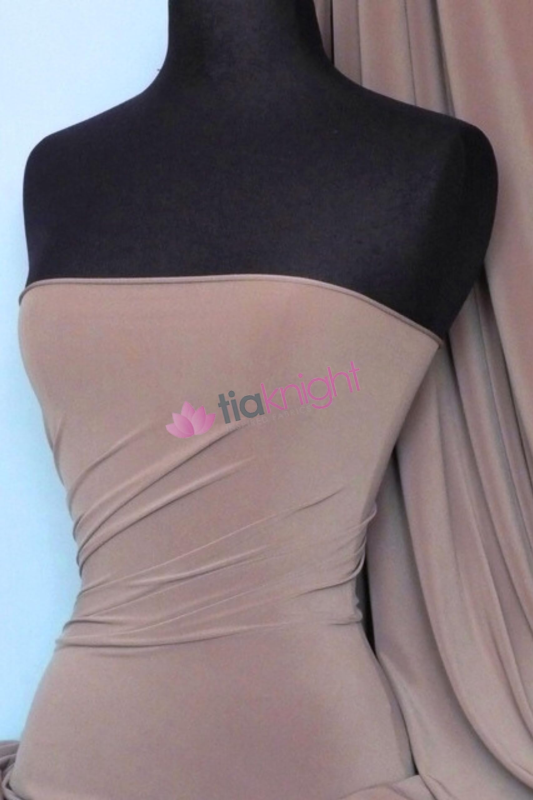 Tia Knight Inspired Fabrics Mocha Premium Quality Soft Touch Elastane | Stretch Dressmaking Fabric | Sold By The Metre | 50+ Colours In Stock | Same Day Dispatch | By Tia Knight (Q36) (, 1 Metre)