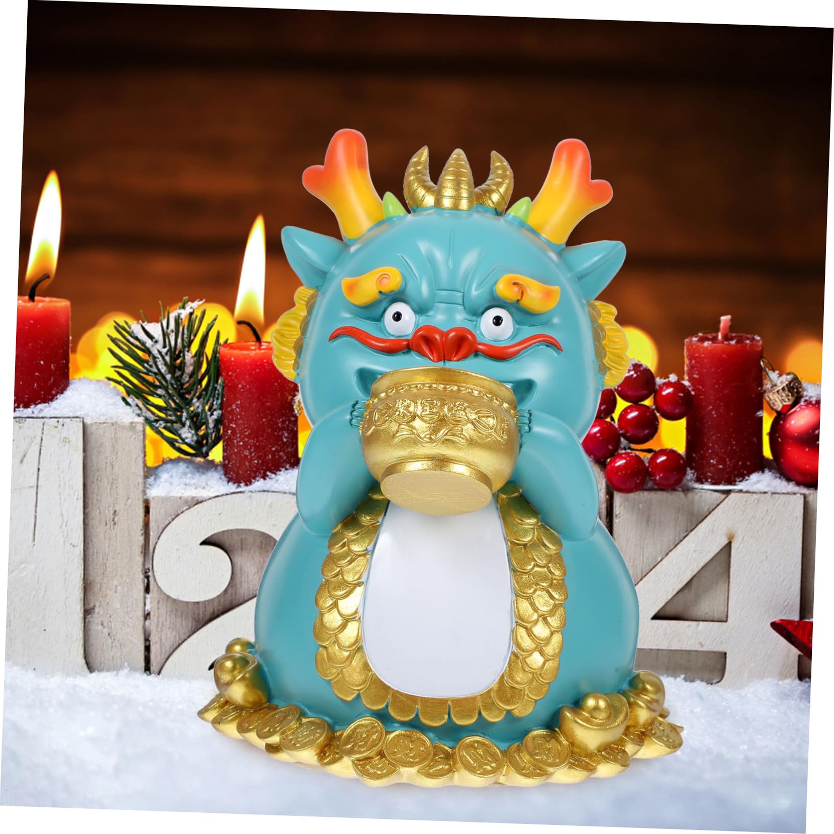 FRCOLOR Drachen-spardose aus Kunstharz Münzsparglas zum Öffnen Deko für Wohnzimmer Geschenk zum Chinesischen Neujahr