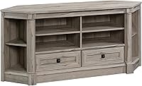Sauder Palladia Corner TV Stand for 60" TVs - Split Oak Entertainment Credenza with Adjustable Shelves & Drawers
