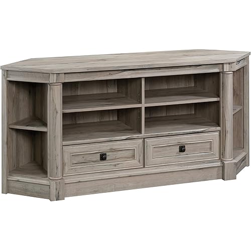 Sauder Palladia Corner TV Stand Console Entertainment Credenza, in Split Oak