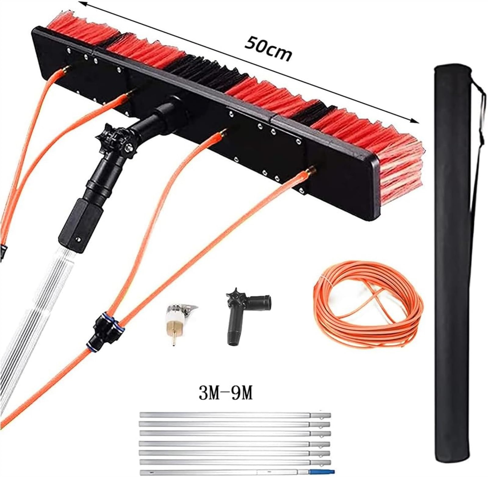 Teles - Kit de cepillo de limpieza de ventanas de 1200 cm, poste de alimentación de agua para una fácil limpieza exterior, ideal para propietarios de viviendas y profesionales, brillo sin rayas y