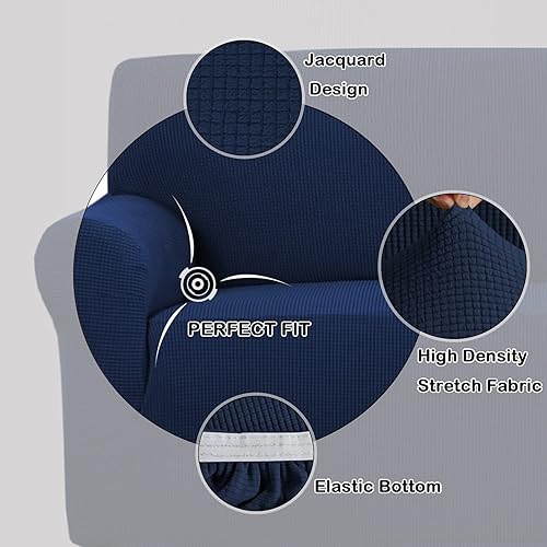 Miniatura 3 de Turquoize - Funda elástica para sofá de 1 pieza, de tela jacquard y parte inferior elástica, protector de muebles contra mascotas
