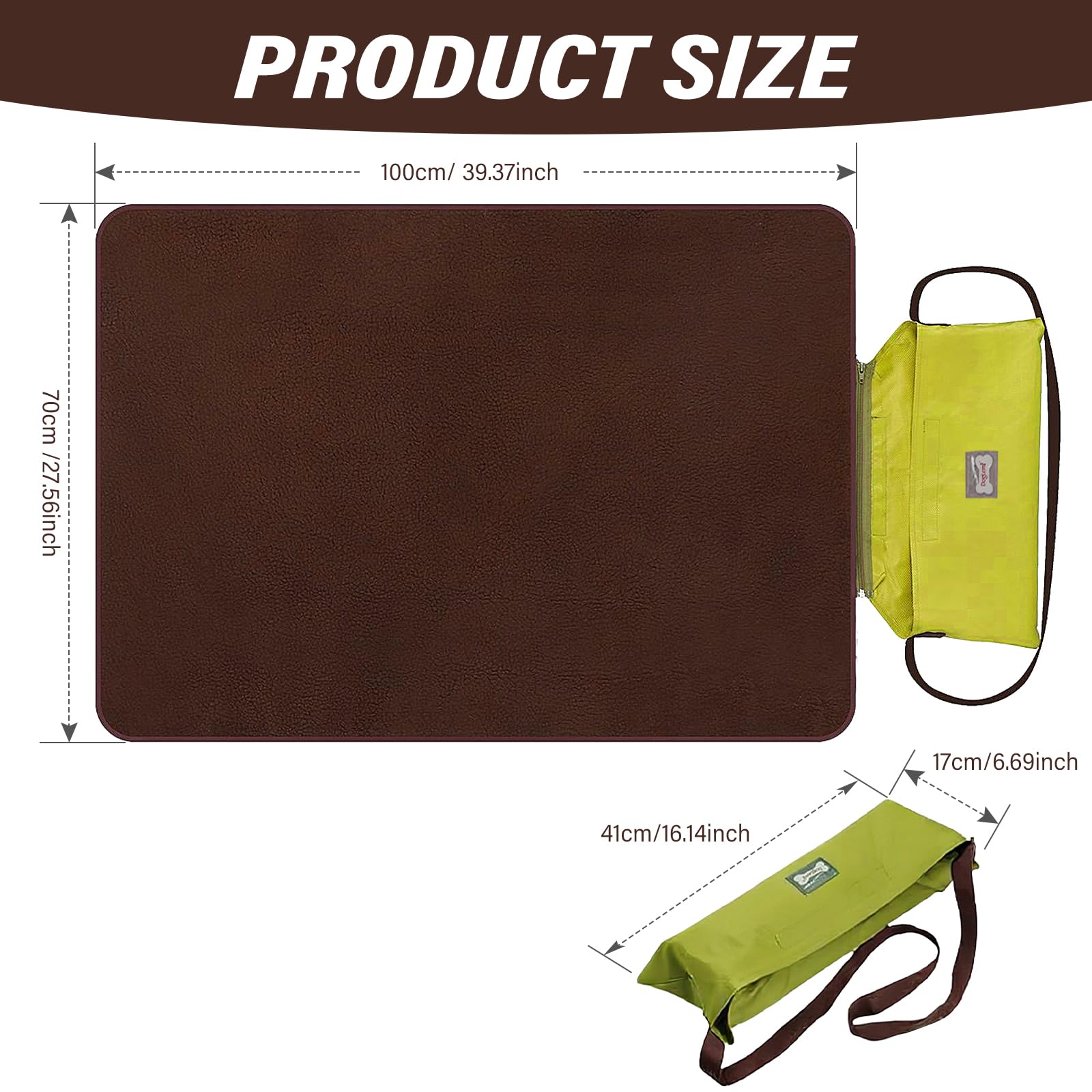 Tapis imperméable pour chien - Couverture d'extérieur - 100 x 70 cm - Pliable et imperméable - Réutilisable - Grande couverture de voyage pour animaux de compagnie - Lavable - Pour chiots et chatons