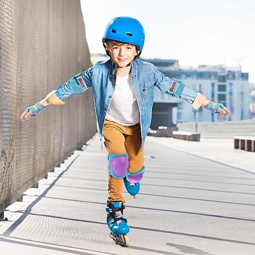 Miniatura 6 de Juego de rodilleras para niñosjóvenes, coderas, muñequeras, protectores de equipo de protección, para patines de ruedas, ciclismo, patinaje en