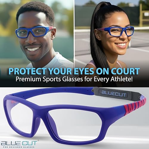 Miniatura 23 de BLUE CUT Gafas de protección deportiva, lentes antiniebla, gafas de seguridad para baloncesto, pickleball y todos los deportes al aire libre Azul