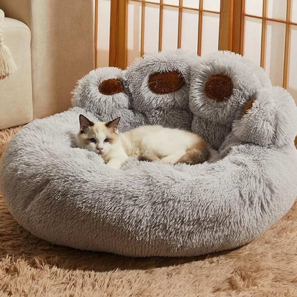 Produktbild von SHJOEE Hundebett Katzenbett Mit Bärentatzen-Design – Flauschig, Waschbar, Rutschfest Für Kleine & Mittelgroße Haustiere
