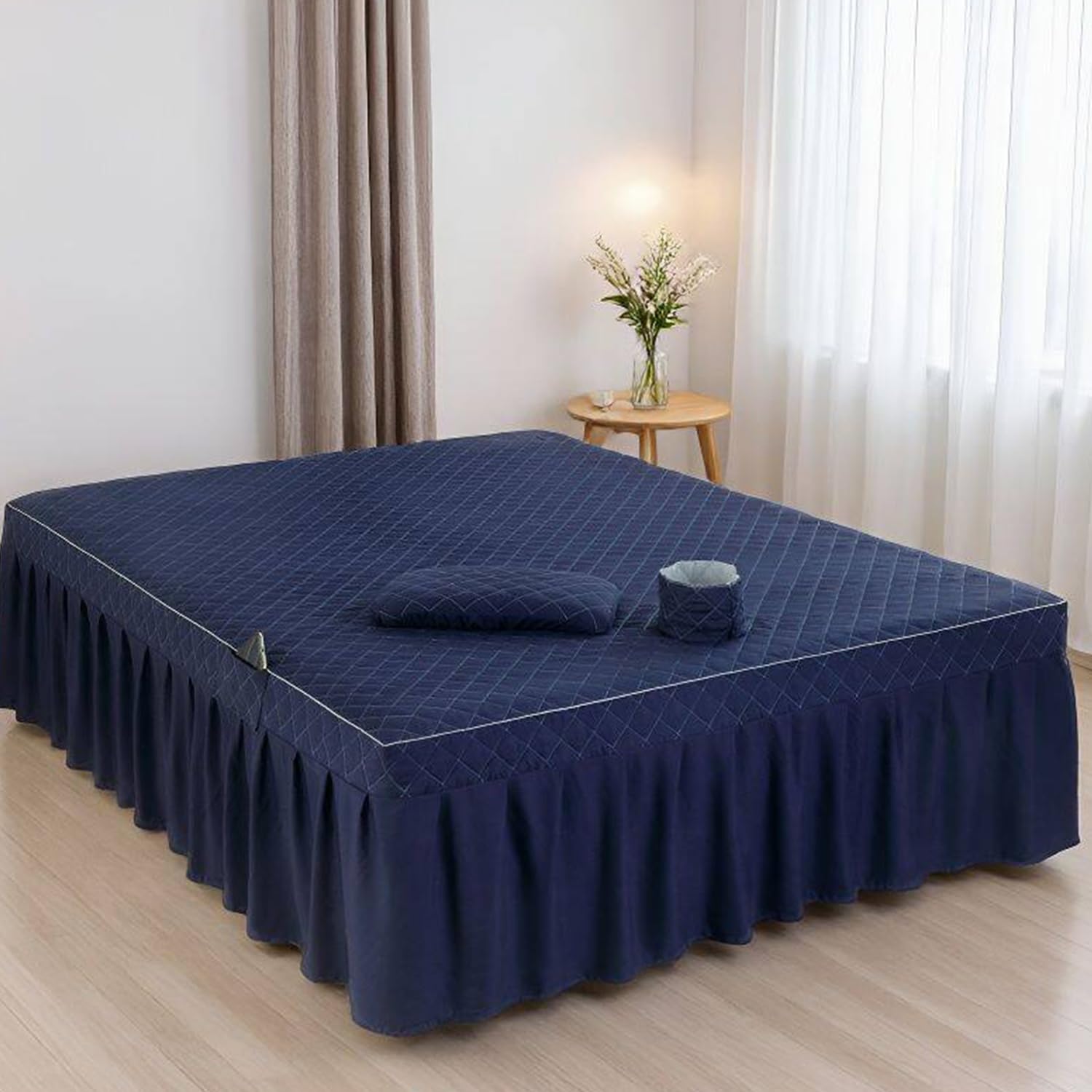 Jupe de lit de table de massage pour masquer le rangement du spa